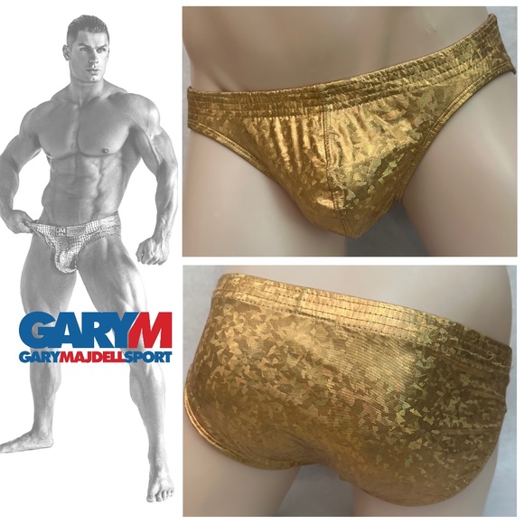 GaryM Textured Metallic Swim Briefs Medium Gently worn 80% nylon / 20% spandex - Picture 1 of 4